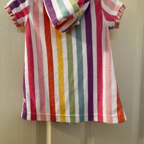 RuffleButts Rainbow Dream Striped Ruffle Terry Cover-Up Hooded Girls 3-6 Months - Picture 11 of 12